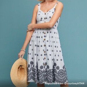 Anthropologie Maeve Floral Striped Midi Dress